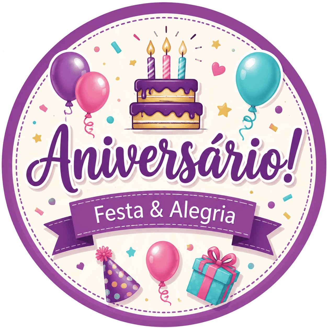 arte para canecas personalizadas Arte para sublimação de aniversário com bolo, balões e presente para canecas e produtos personalizados.