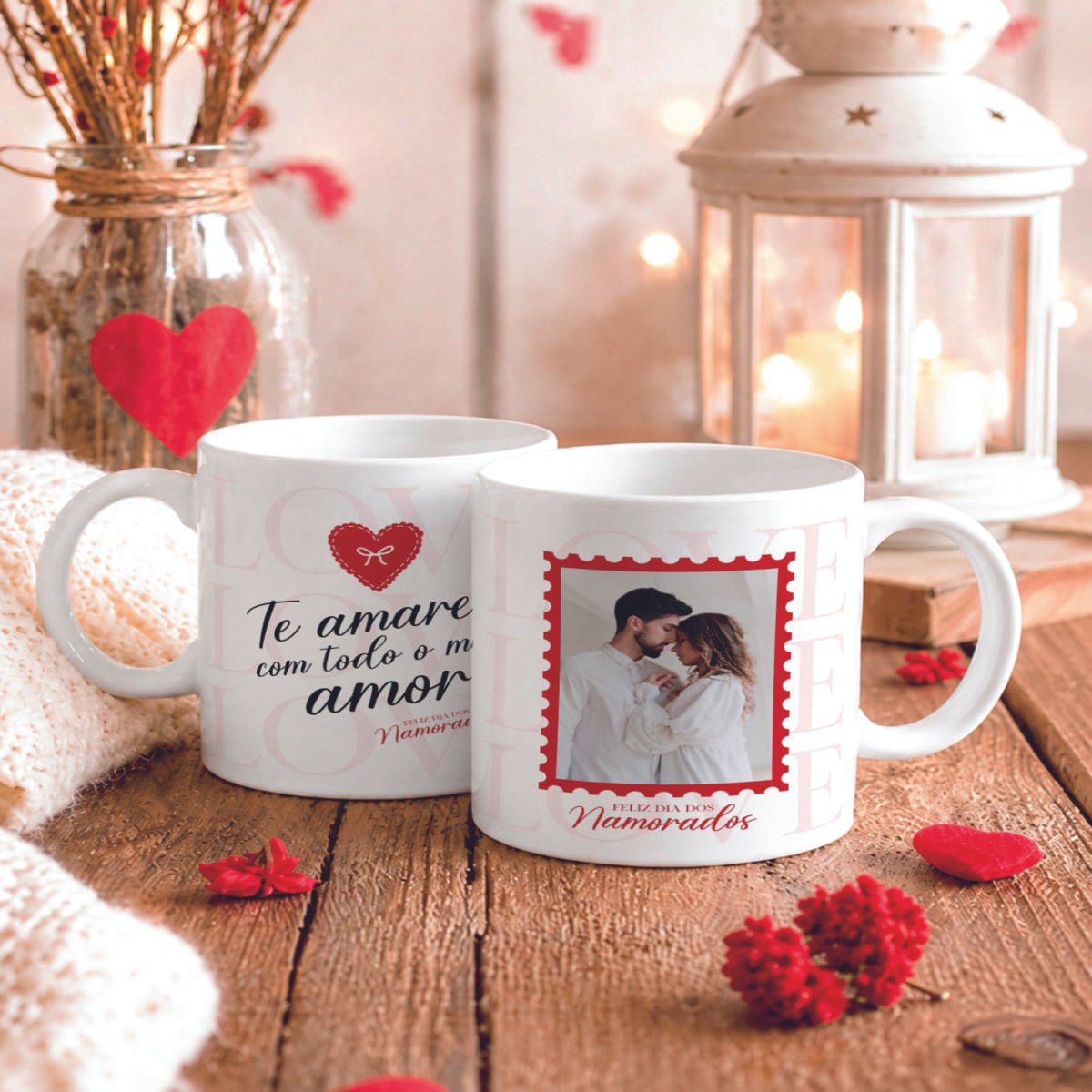 Arte Pack para canecas Dia Dos Namorados 03 aplicada em mockup de caneca de cerâmica